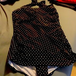 Catalina black polka dot swimsuit 3XL halter